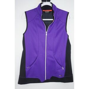 Sunice Vest Womens Large Purple‎ Black Softshell Pockets Golf Windproof S64500